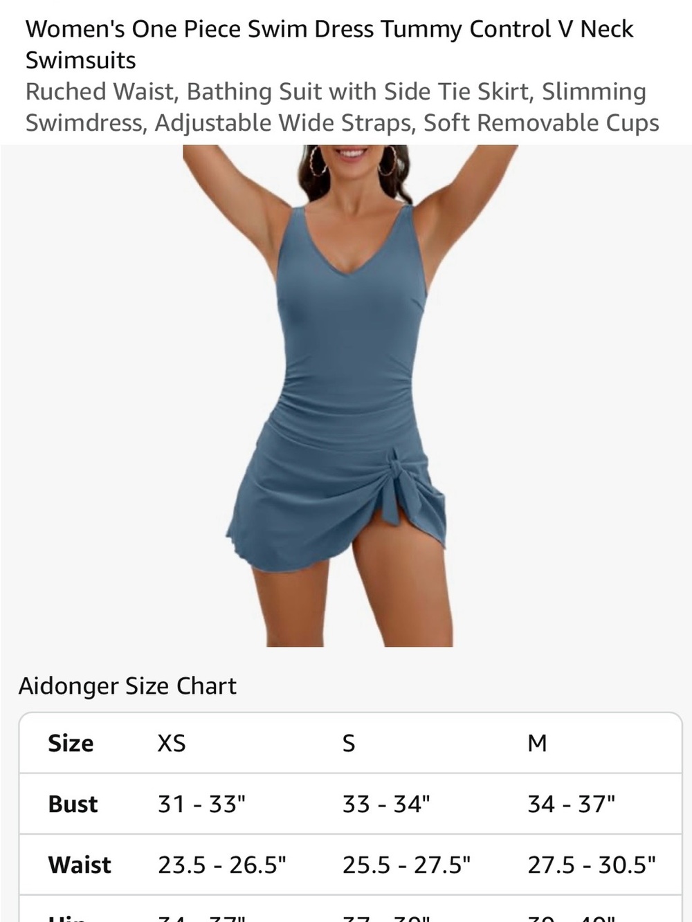 Amazon Women's One Piece Swim Dress in Slate Blue